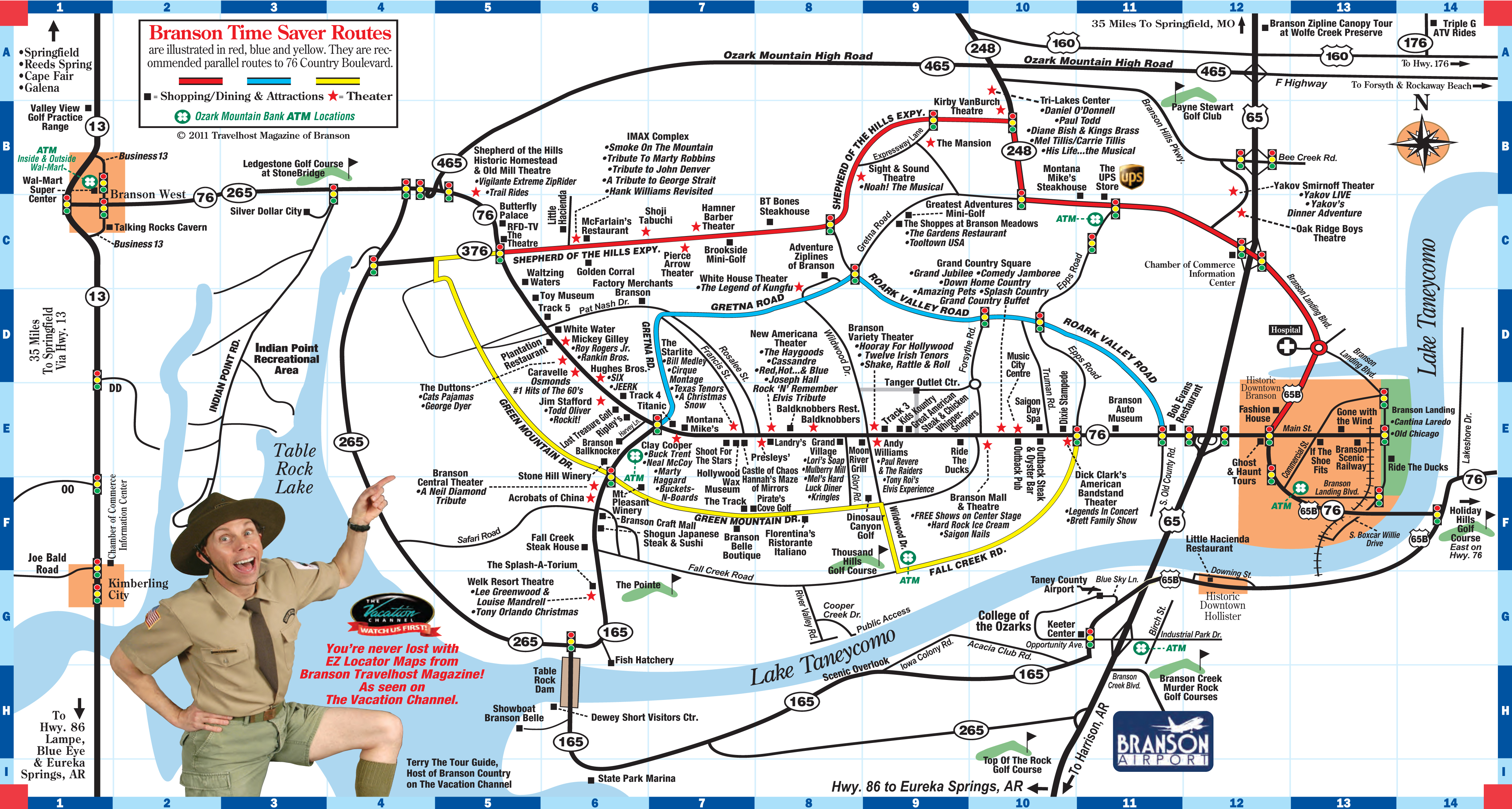 Branson Map Of Attractions Branson Tablerock Oasis